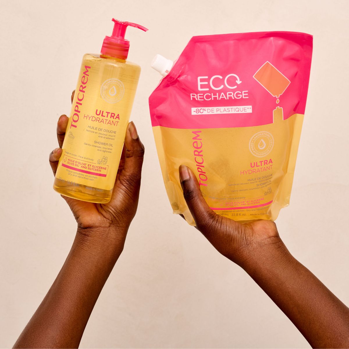 ტოპიკრემი - დამატენიანებელი დასაბანი ზეთი - ეკო შესავსები შეფუთვა