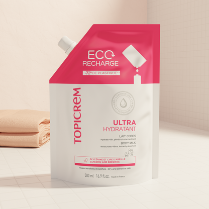 ტოპიკრემი - ტანის დამატენიანებელი რძე - ეკო შესავსები შეფუთვა