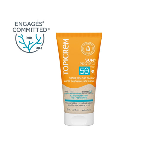 ტოპიკრემი - მზისგან დამცავი კრემ-მუსი მატირების ეფექტით SPF50